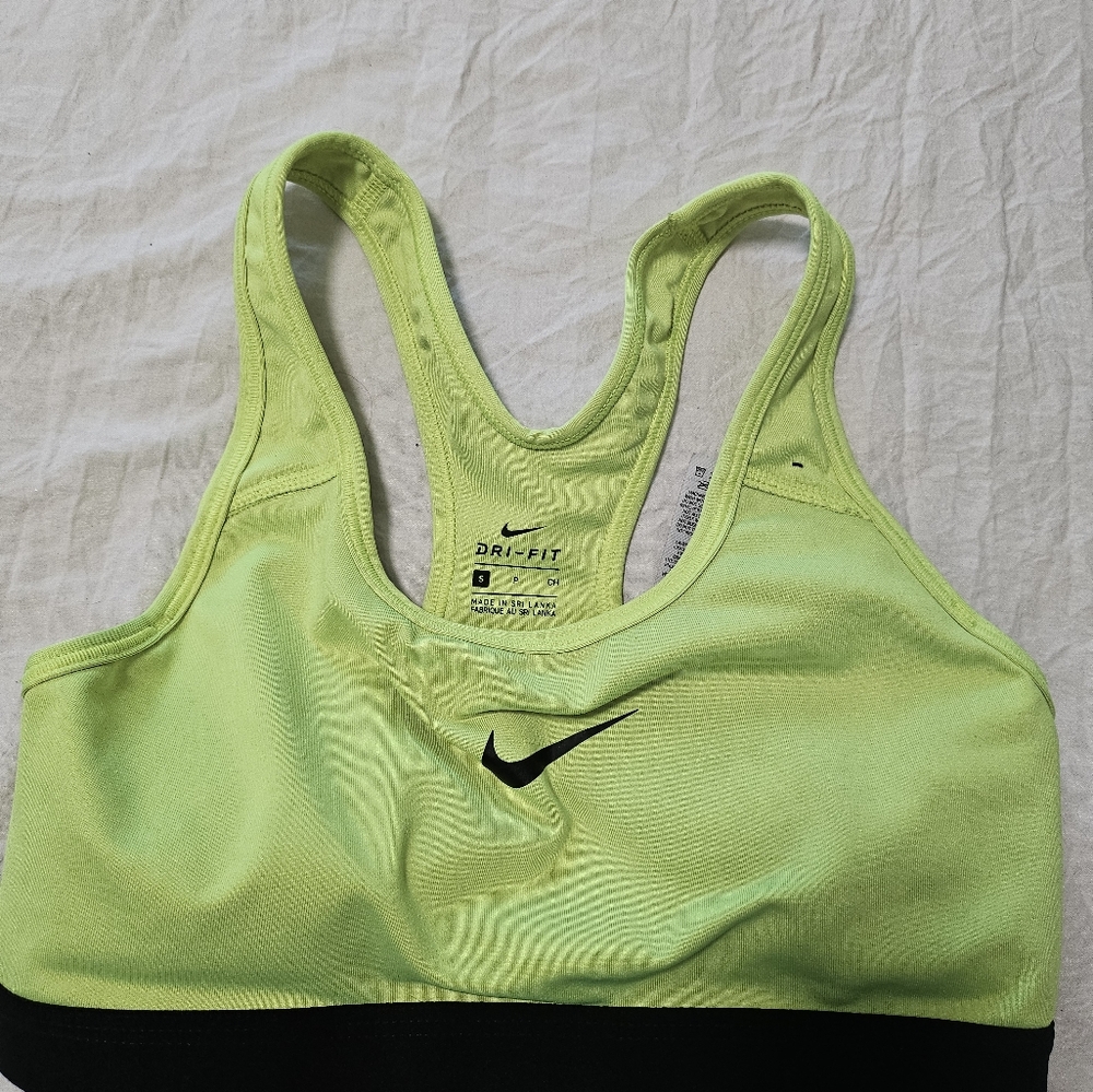 Nike Women's Lime and Black Swim Top
